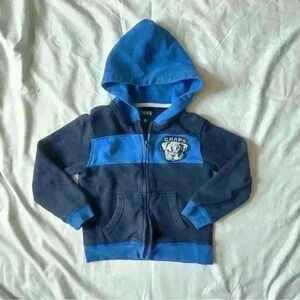 Chaps 2-Tone Blue Full Zip Hooded Jacket W/ Logo Child Size 5 *read description*